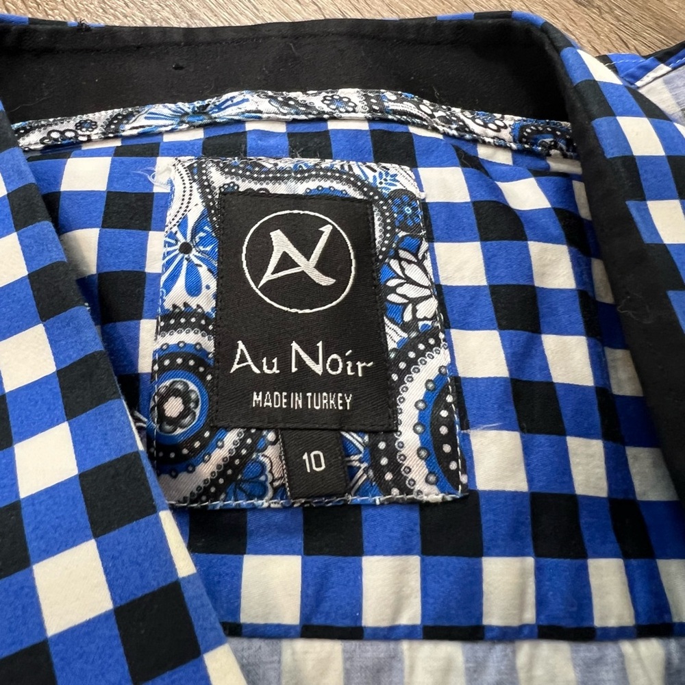 Au Noir Blue and White Checkered Men's Shirt